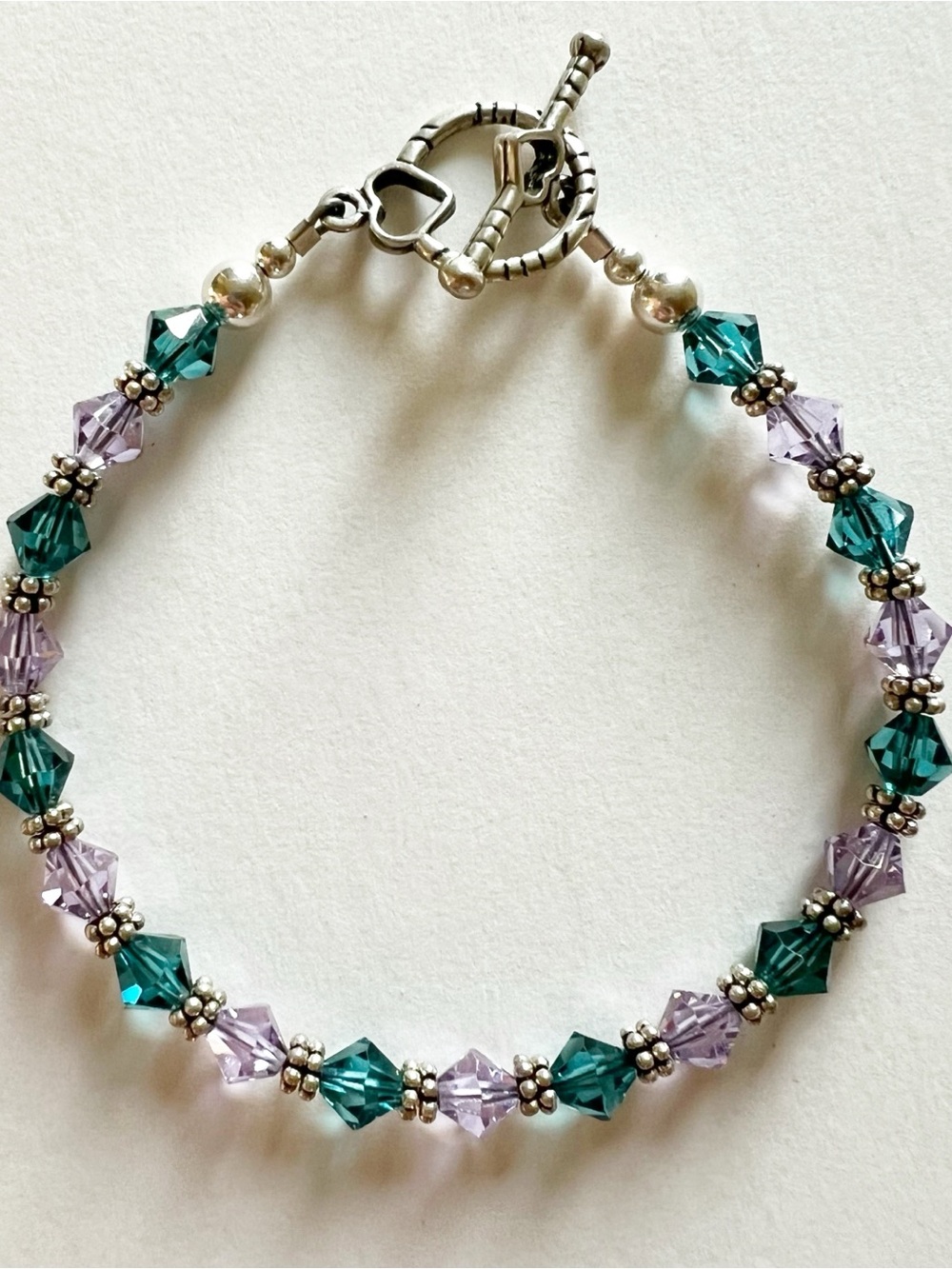 Handmade Sterling Silver and Swarovski Crystal Bracelet Size 7.5”
